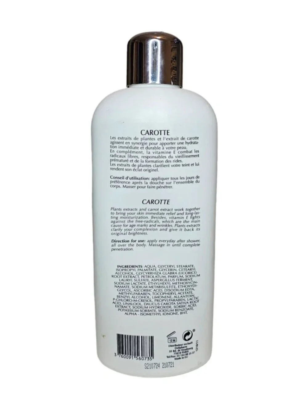 Pr Francoise Bedon Carotte Lightening Body Lotion Nutritious Moisturizer 500 ml